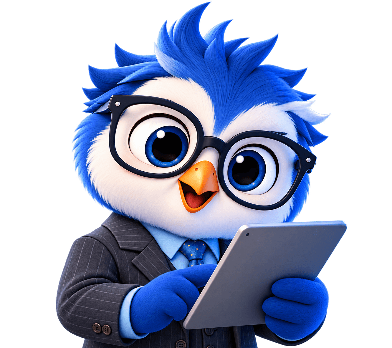 Yu analisa informações no tablet